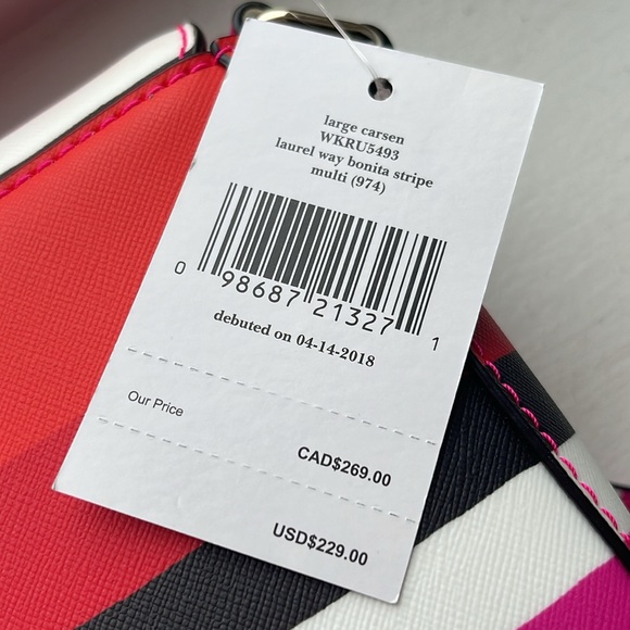 👛 KATE SPADE Laurel Way, Bonita stripe multi Crossbody bag  - New with tags - Picture 6 of 15